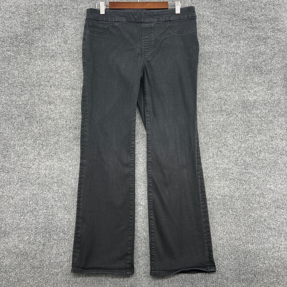 Chico's Slim Boot Jeans Women 1 8R Black Pull On Stretch Denim Dark Wash Classic